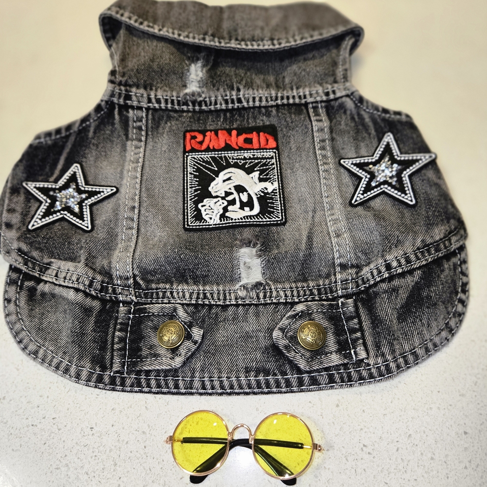 Stylish Gray Dog Vest with Patches